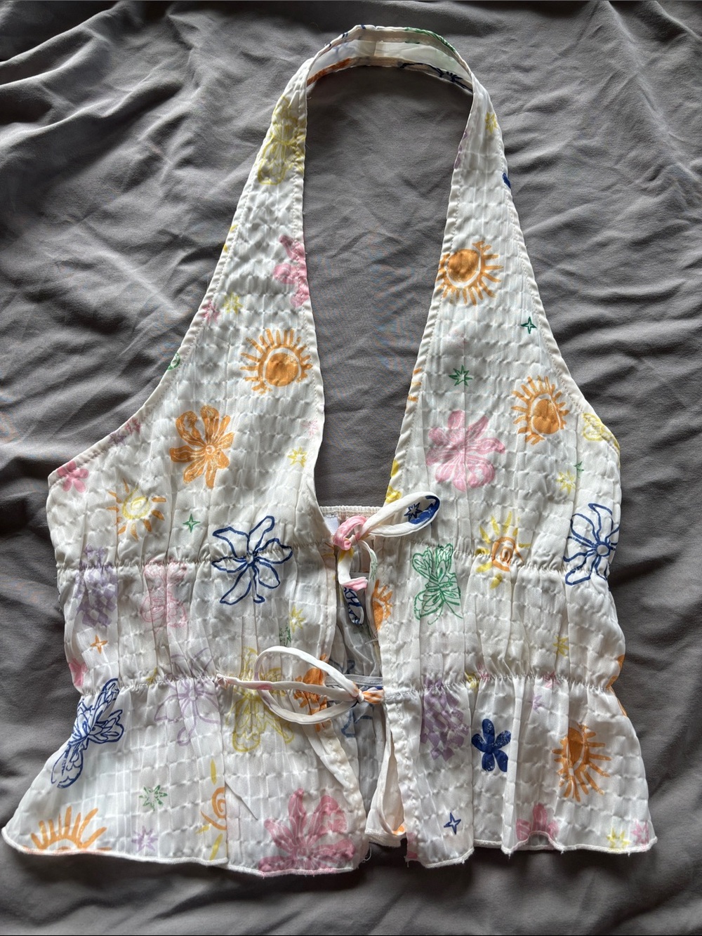 White Floral Halter Top
